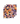 Een levendig en ingewikkeld patroon met een mozaïek van bloemen- en bladmotieven in een rijk palet van paars, oranje en blauw, waardoor de visueel boeiende Bubble & Blend Vaatdoekjes Set Violet Dynasty ontstaat.