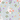 Een heerlijk patroon met witte konijntjes te midden van pastelkleurige bloemen en groene bladeren op een zachtblauwe achtergrond, ontworpen voor Keukendoek Bunny Breeze met superieure reinigingskracht van Bubble & Blend.